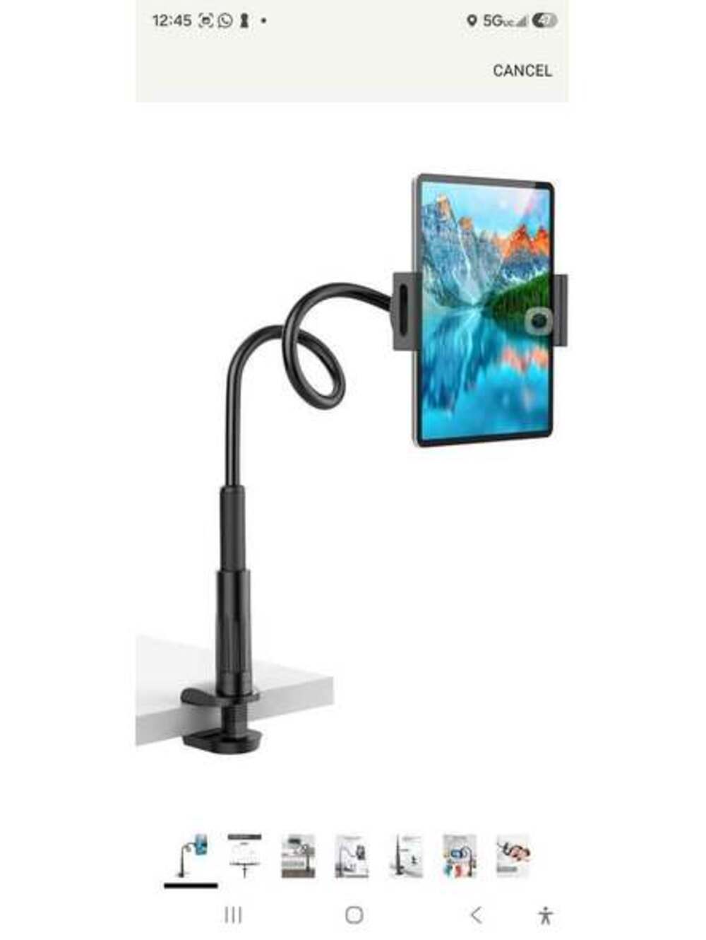 Tablet Stand Holder for Bed & Desk – Flexible Gooseneck Mount – Adjustable Clamp